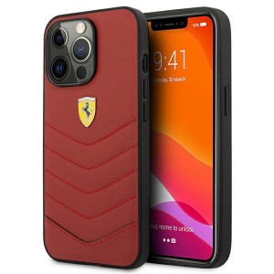Ferrari iPhone 13 Pro Max Off Track Quilted Leder Hülle Case Cover Rot