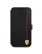Ferrari iPhone 13 Pro Tasche Book Case Cover Carbon Stripe Schwarz