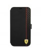 Ferrari iPhone 13 mini Handytasche Carbon Stripe Book Case Cover Schwarz