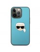 Karl Lagerfeld iPhone 13 Pro Cover Case Ikonik Karl`s Head Metal Blue