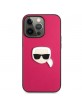 Karl Lagerfeld iPhone 13 Pro Cover Case Ikonik Karl`s Head Metal Pink