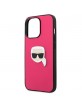 Karl Lagerfeld iPhone 13 Pro Cover Case Ikonik Karl`s Head Metal Pink