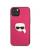 Karl Lagerfeld iPhone 13 mini Hülle Case Ikonik Karl`s Head Metal Rosa