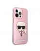 Karl Lagerfeld iPhone 13 Pro Max Case Cover Glitter Karl`s Head Pink