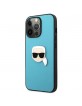 Karl Lagerfeld iPhone 13 Pro Max Hülle Case Ikonik Karl`s Head Metal Blau