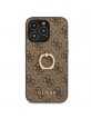Guess iPhone 13 Pro Hülle Case Cover 4G Ring stand Braun