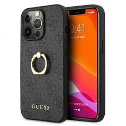 Guess iPhone 14 Pro Case Cover 4G Ring Stand Gray