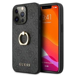 Guess iPhone 13 Pro Hülle Case Cover Ring stand 4G Grau