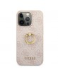 Guess iPhone 13 Pro Hülle Case Cover 4G Rosa Ring stand