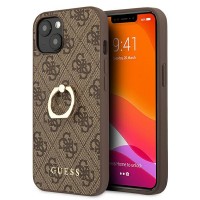 Guess iPhone 13 Case Cover 4G Ring Stand Brown