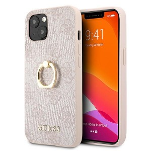 Guess iPhone 13 Hülle Case Cover 4G Rosa Ring stand