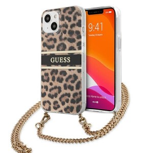 Guess iPhone 13 Hülle Case Cover Leopard Schulterkette