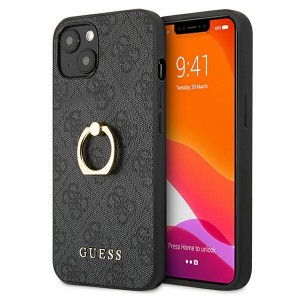 Guess iPhone 13 mini Hülle Case Cover Stand 4G Ring Grau