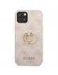 Guess iPhone 13 mini Hülle Case Cover 4G Rosa Ring stand