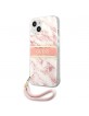 Guess iPhone 13 mini Case Cover Pink Marble Strap