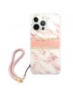 Guess iPhone 13 Pro Max Hülle Case Cover Pink Marble Strap