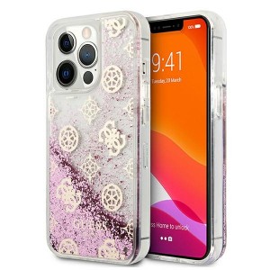 Guess iPhone 13 Pro Max Hülle Case Cover Pink Peony Liquid Glitter