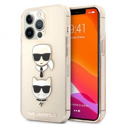 Karl Lagerfeld iPhone 13 Pro Case Cover Glitter Karl`s & Choupette Gold
