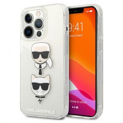 Karl Lagerfeld iPhone 13 Pro Case Cover Glitter Karl`s & Choupette Silver