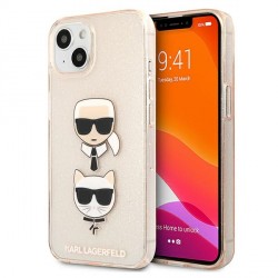 Karl Lagerfeld iPhone 13 mini Hülle Case Cover Glitter Karl`s & Choupette Gold