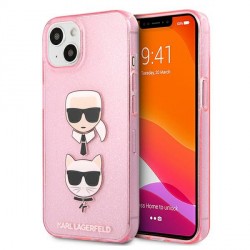 Karl Lagerfeld iPhone 13 mini Hülle Case Cover Glitter Karl`s & Choupette Rosa