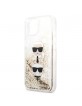 Karl Lagerfeld iPhone 13 mini Hülle Case Liquid Glitter Karl & Choupette Head Gold
