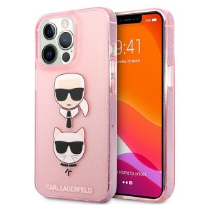 Karl Lagerfeld iPhone 13 Pro Max Case Cover Glitter Karl`s & Choupette Pink