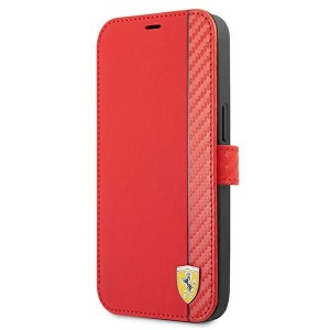 Ferrari iPhone 13 Pro Tasche Book Case Cover Carbon On Track Stripe Rot