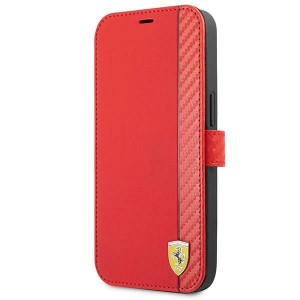 Ferrari iPhone 13 Tasche Book Case Cover Carbon On Track Stripe Rot