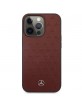 Mercedes iPhone 13 Pro Case Cover Stars Pattern Real Leather Red