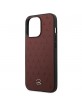 Mercedes iPhone 13 Pro Case Cover Stars Pattern Real Leather Red