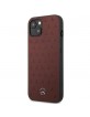 Mercedes iPhone 13 Case Cover Stars Pattern Real Leather Red