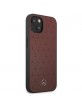 Mercedes iPhone 13 mini Case Cover Stars Pattern Real Leather Red