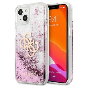 Guess iPhone 13 mini Hülle Case Cover 4G Big Logo Liquid Glitter Rosa