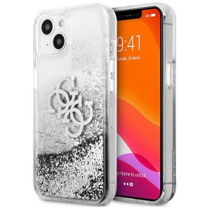 Guess iPhone 13 mini Hülle Case 4G Big Logo Liquid Glitter Silber