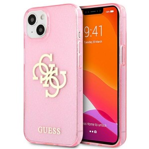 Guess iPhone 13 mini Hülle Case Cover Glitter 4G Big Logo Pink