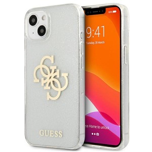 Guess iPhone 13 mini Hülle Case Cover Glitter 4G Big Logo Transparent