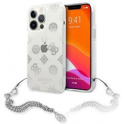Guess iPhone 13 Pro Max Hülle Case Cover Peony Chain Silber