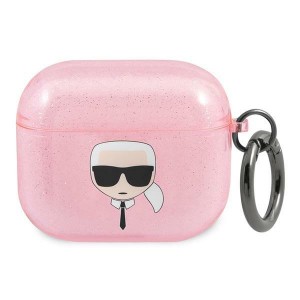 Karl Lagerfeld AirPods 3 Case Cover Glitter Karl`s Head Pink