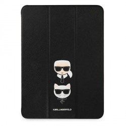Karl Lagerfeld iPad Pro 11 2021 Tasche Book Case Saffiano Karl & Choupette Schwarz