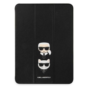 Karl Lagerfeld iPad Pro 12,9 2021 Tasche Book Case Saffiano Karl & Choupette Schwarz
