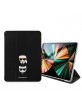 Karl Lagerfeld iPad Pro 12,9 2021 Tasche Book Case Saffiano Karl & Choupette Schwarz