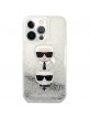 Karl Lagerfeld iPhone 13 Pro Case Liquid Glitter Karl & Choupette Head Silver
