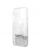 Karl Lagerfeld iPhone 13 Pro Max Case Liquid Glitter Karl & Choupette Head Silver