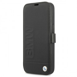 BMW iPhone 13 Pro Book Case Cover Genuine Leather Signature Black