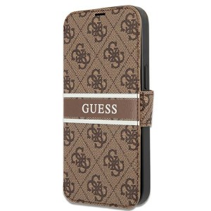 Guess iPhone 13 Pro Book Case Cover 4G Stripe Brown