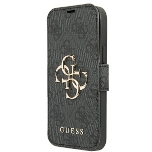 Guess iPhone 13 Pro Tasche Book Case 4G Big Metal Logo Grau