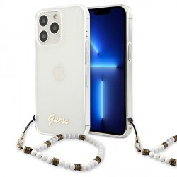 Guess iPhone 13 Pro Case Cover Transparent White Pearl