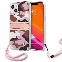 Guess iPhone 13 mini Case Cover camo strap pink