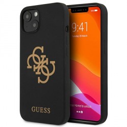 Guess iPhone 13 mini Hülle Case Cover Silikon 4G Logo Schwarz